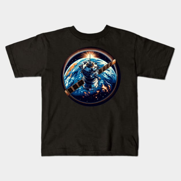 Soyuz in Orbit - Earth and Stars Kids T-Shirt by Graphic Wonders Emporium